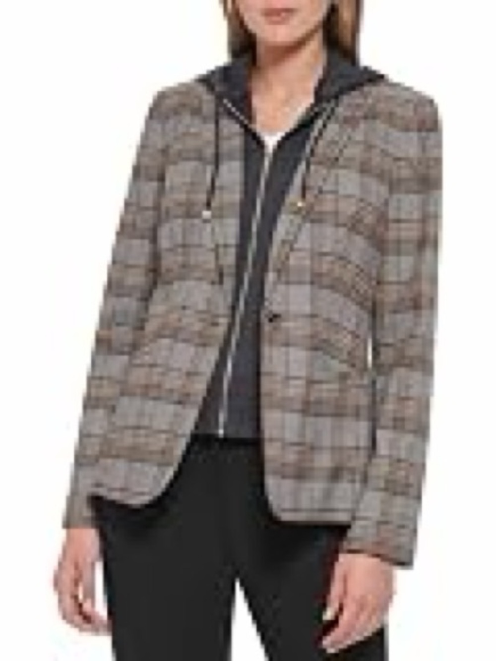 Tommy Hilfiger Plaid Blazer Jacket in Brown and Gray